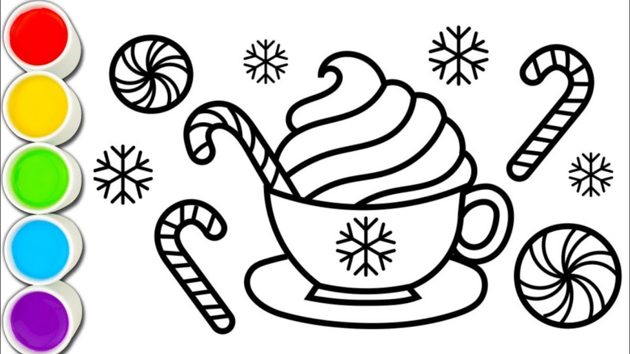How to paint a hot chocolate step by step for kids christmas coloring pages for kids