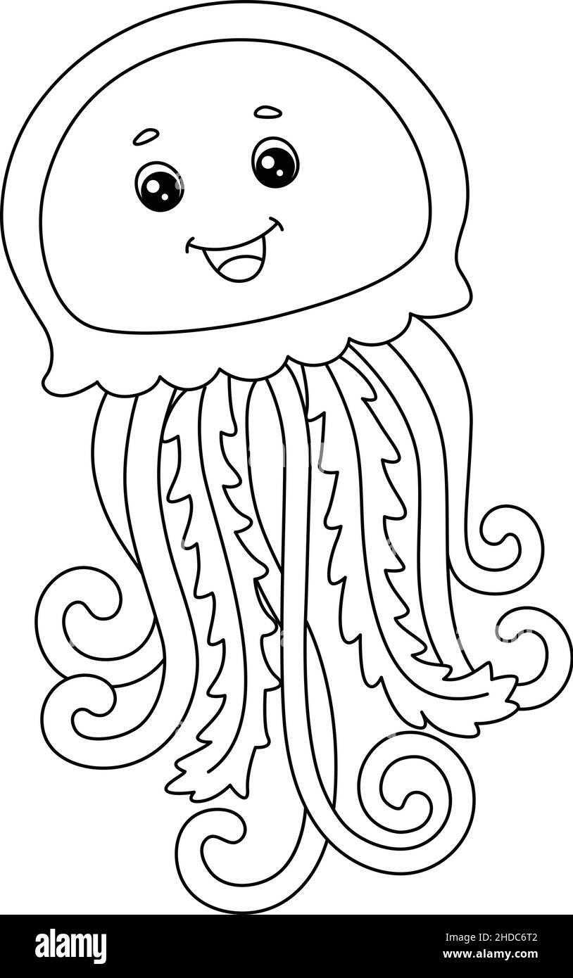 Jellyfish coloring page isolated for kids stock vector image art