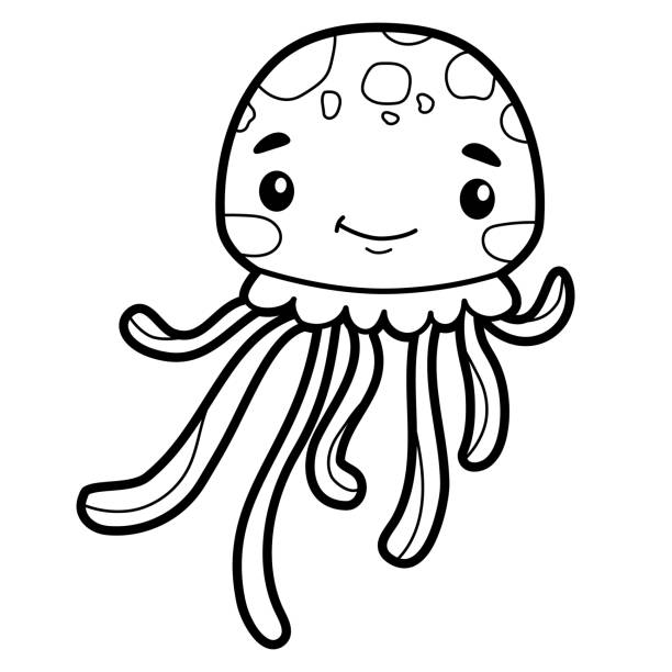 Jellyfish coloring pages stock illustrations royalty