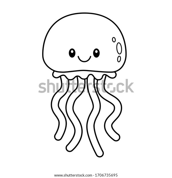Cute jellyfish coloring page vector illustration stock vector royalty free