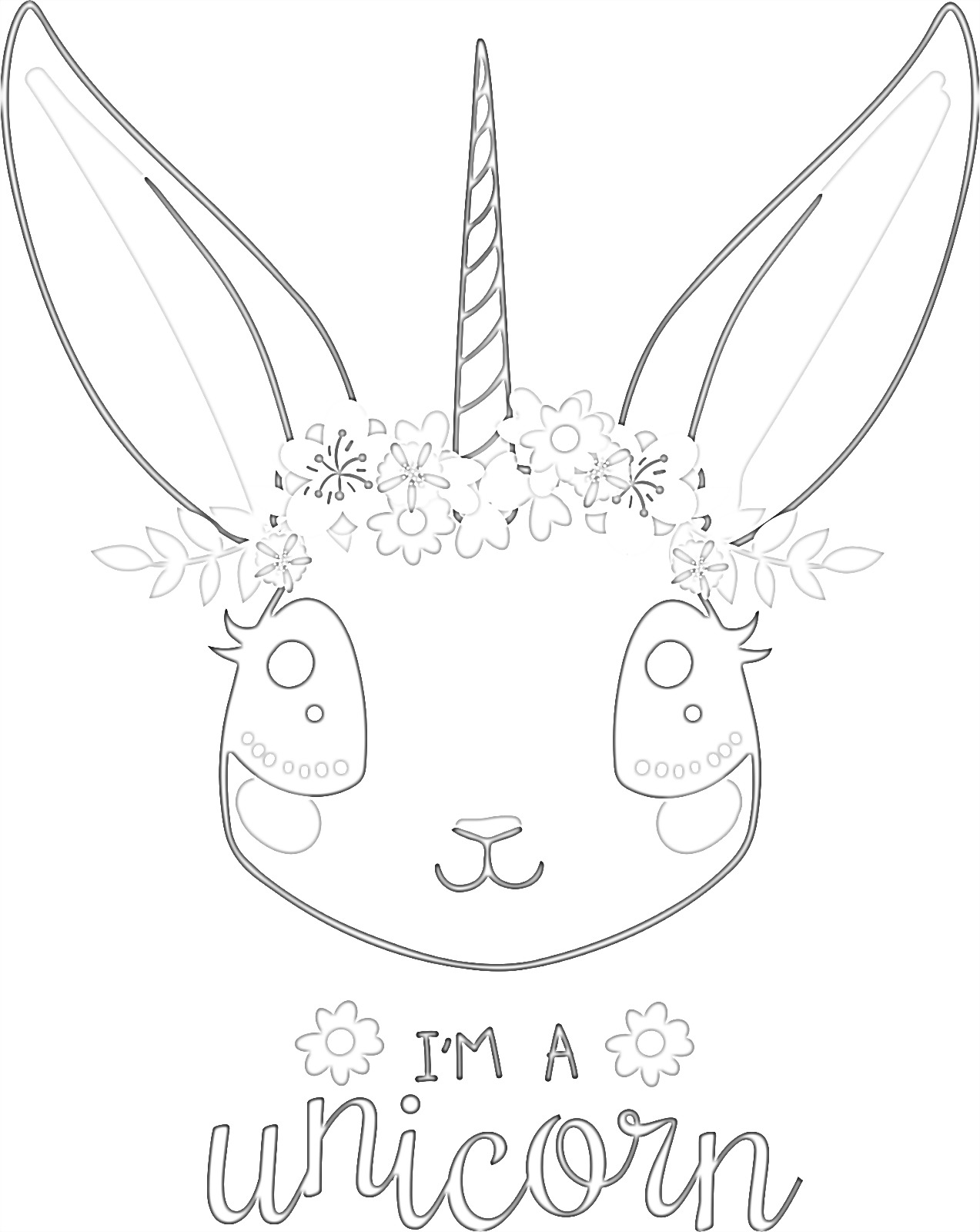 Bunny unicorn coloring page