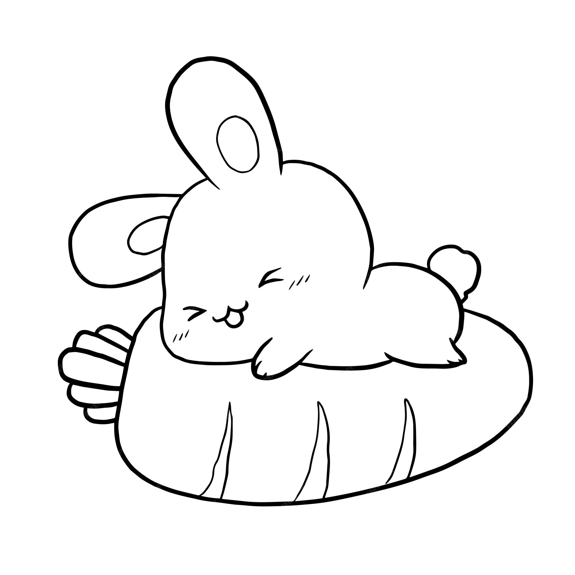 Premium vector cartoon rabbit cute animal doodle kawaii anime coloring page cute illustration clip art character