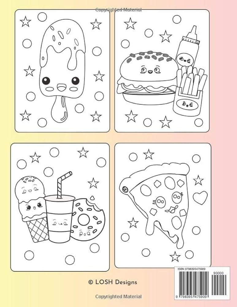 Kawaii food coloring book for kids
