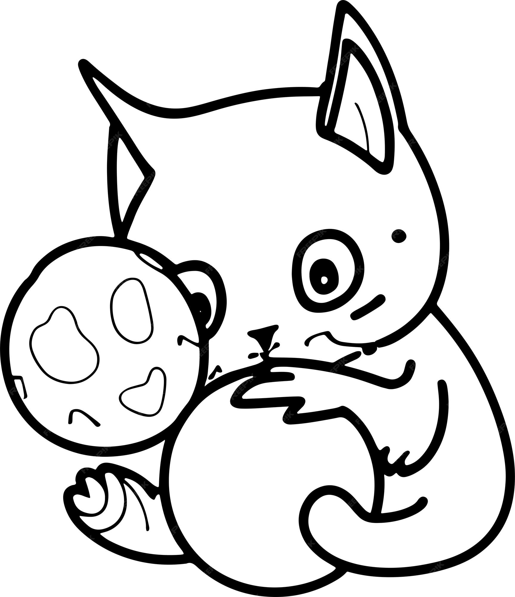 Premium vector whiskered wonder a cute kitten coloring page adventure