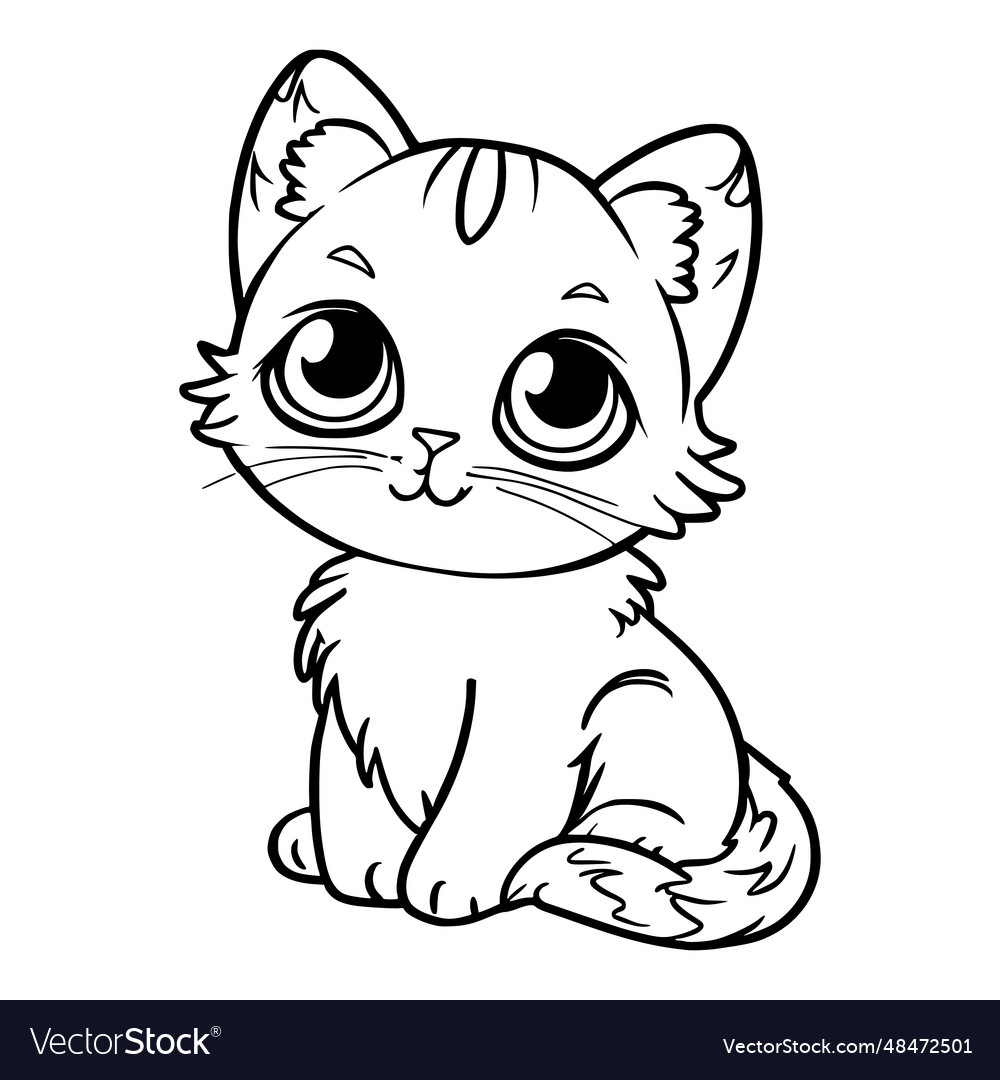 Cute kitten coloring pages for kids and toddlers vector image