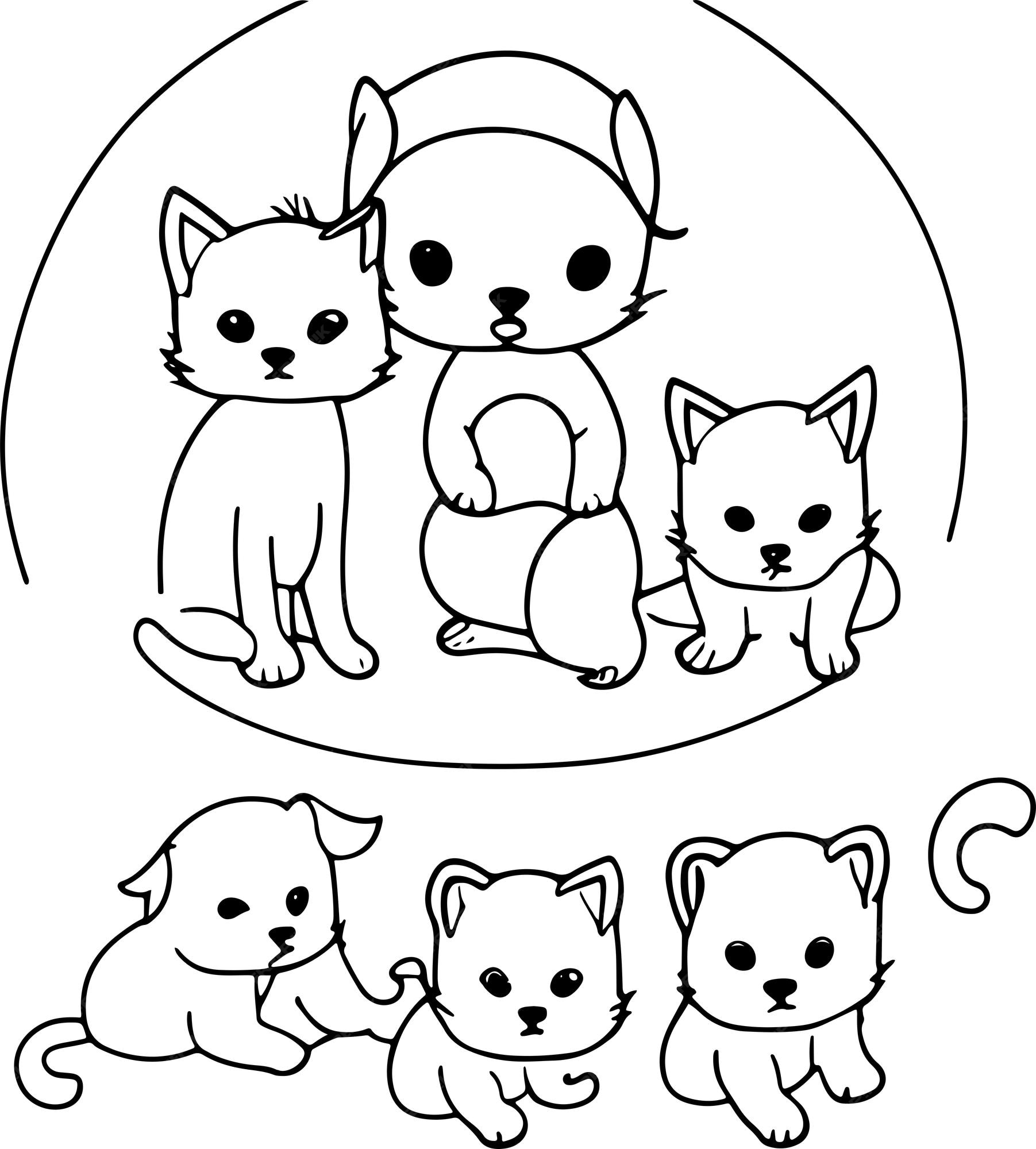 Premium vector whiskered wonder a cute kitten coloring page adventure