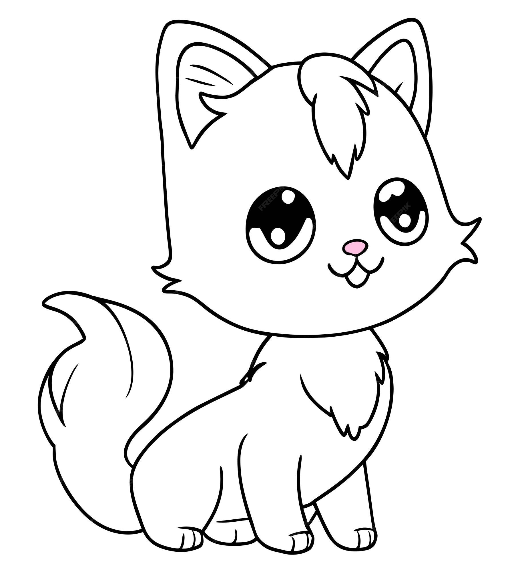 Premium vector cute kitty coloring page vector