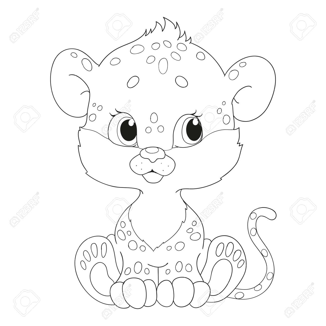 Cute baby leopard coloring book vector royalty free svg cliparts vectors and stock illustration image