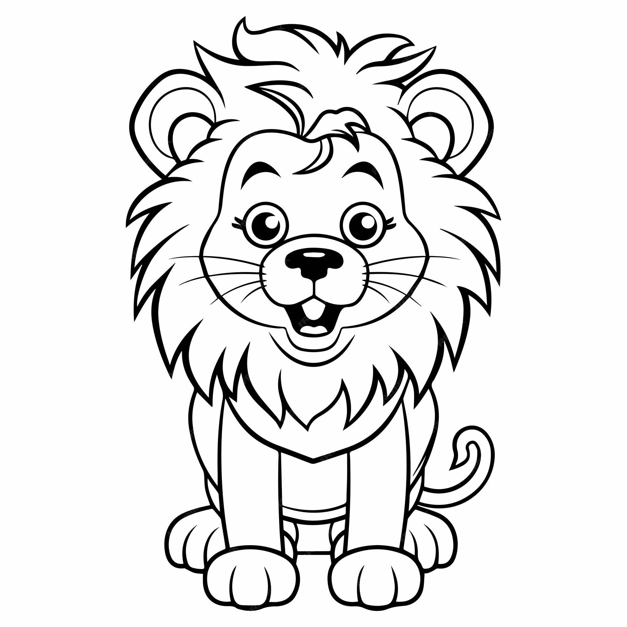 Premium vector cute baby lion for coloring book or coloring page for kids vector clipart