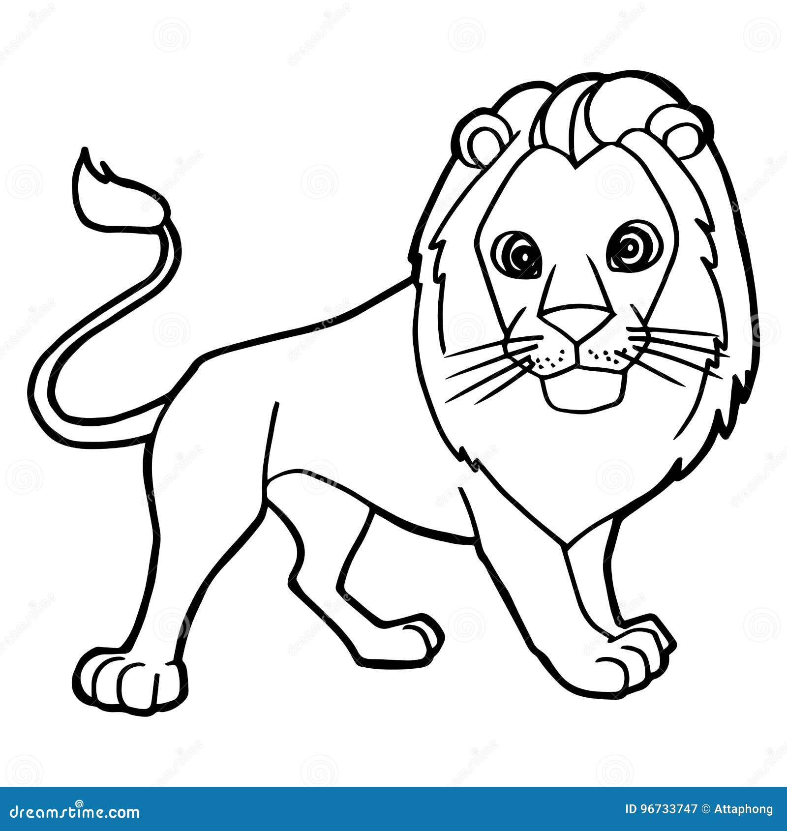 Cartoon cute lion coloring page vector stock vector