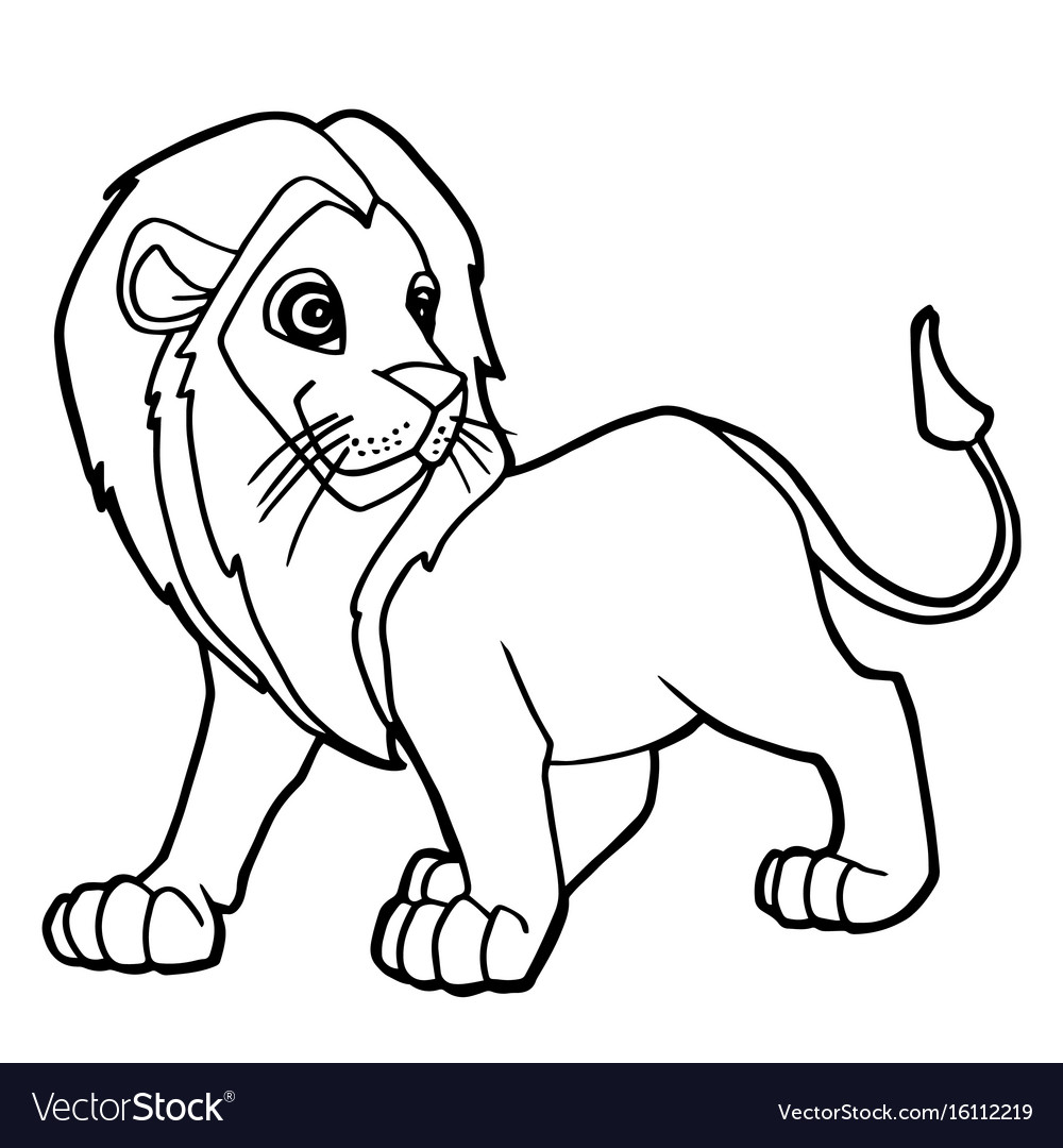 Cartoon cute lion coloring page royalty free vector image