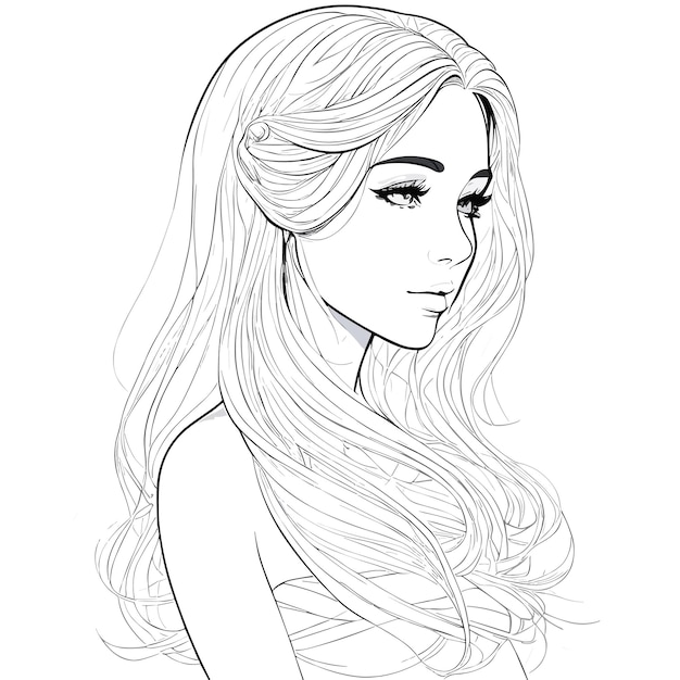 Premium vector a girl with long hair and a long hair