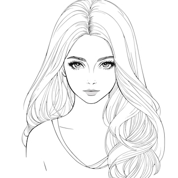 Premium vector a girl with long hair and a long hair