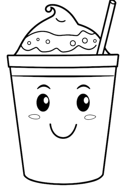 Premium vector cute milkshake coloring page