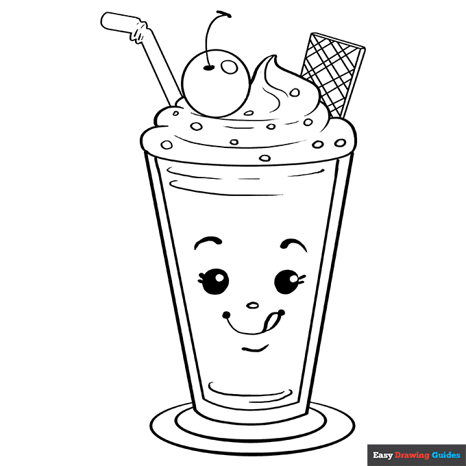 Milkshake coloring page easy drawing guides