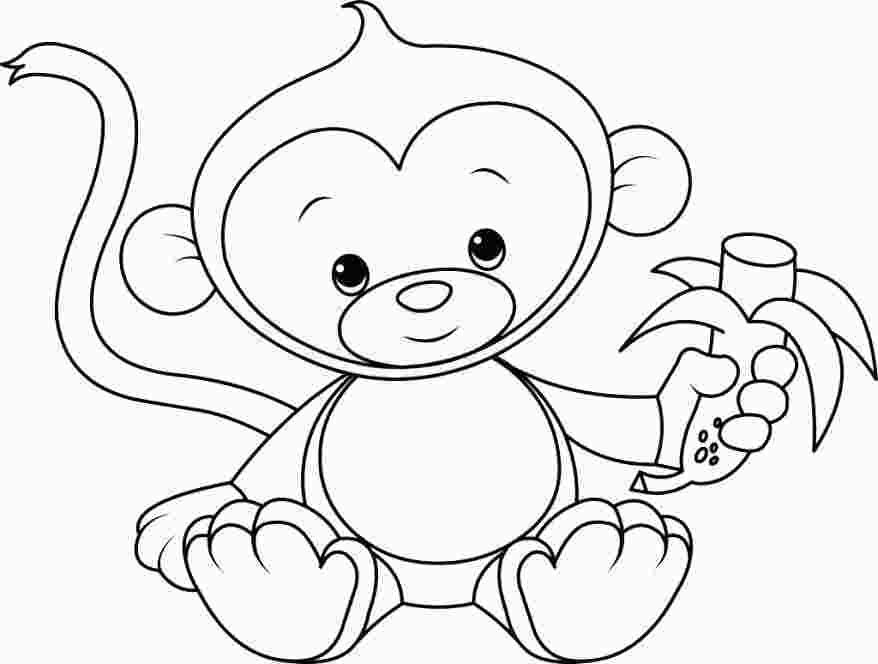 Coloring pages cute cartoon monkey coloring