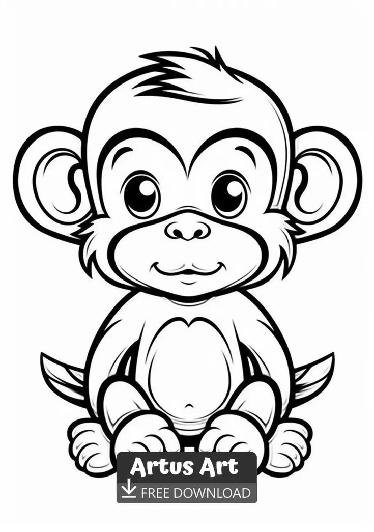 Colorful monkey coloring page