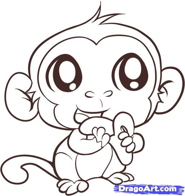 Cute coloring pages of baby monkeys