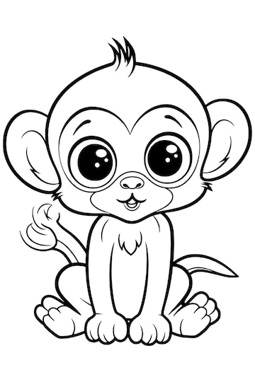 Premium vector cute animals coloring pages for kids monkey coloring pages for kids