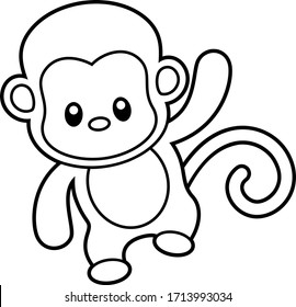Cute monkey coloring page vector illustration stock vector royalty free