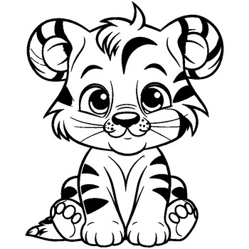 Cute tiger coloring book for girlsboysbig and simple baby tiger coloring pages