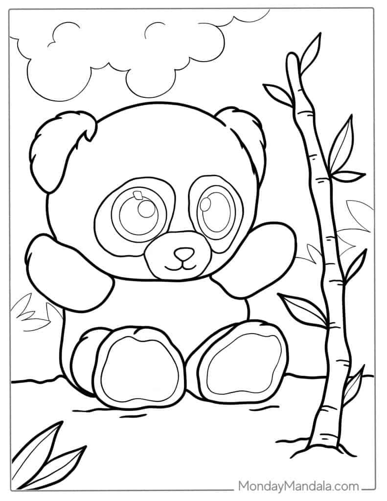Panda coloring page free pdf printables