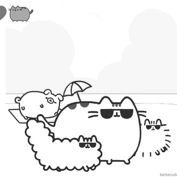 Pusheen coloring pages cute dinosaur hat