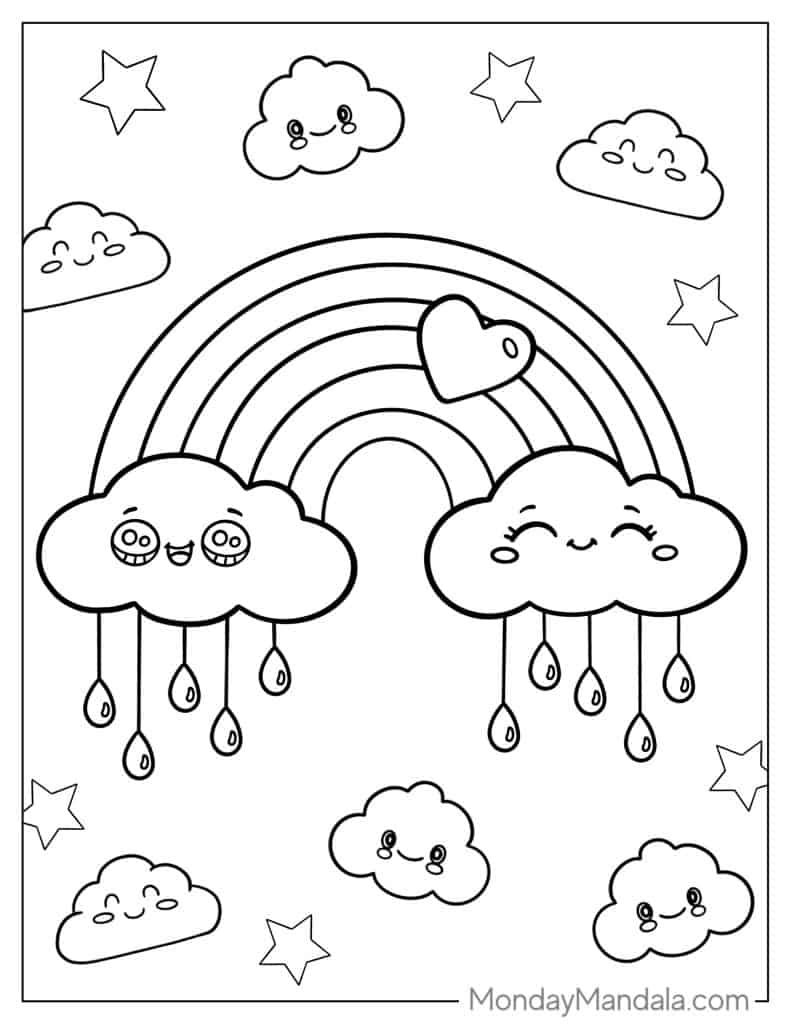 Rainbow coloring pages free pdf printables