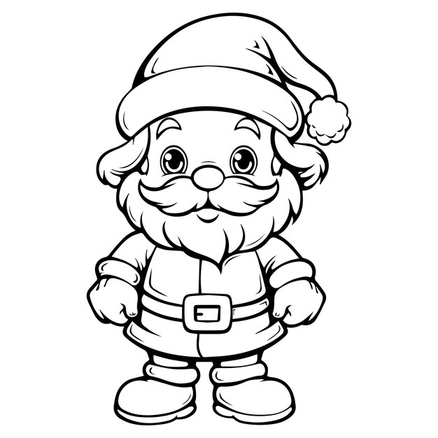 Premium vector cute standing santa claus coloring pages design