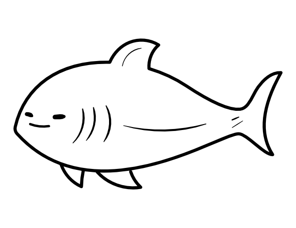 Printable kawaii shark coloring page