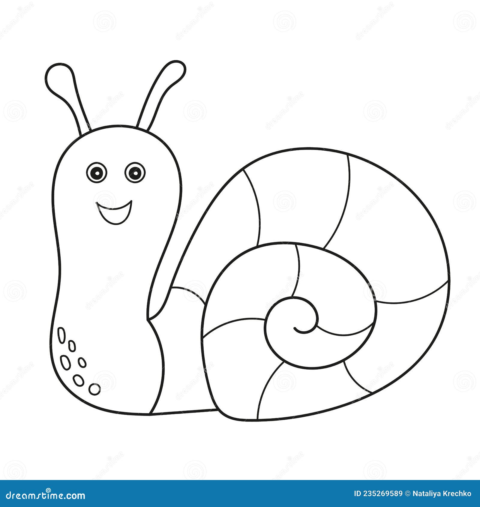 Simple coloring page little cute snail contour stock vector