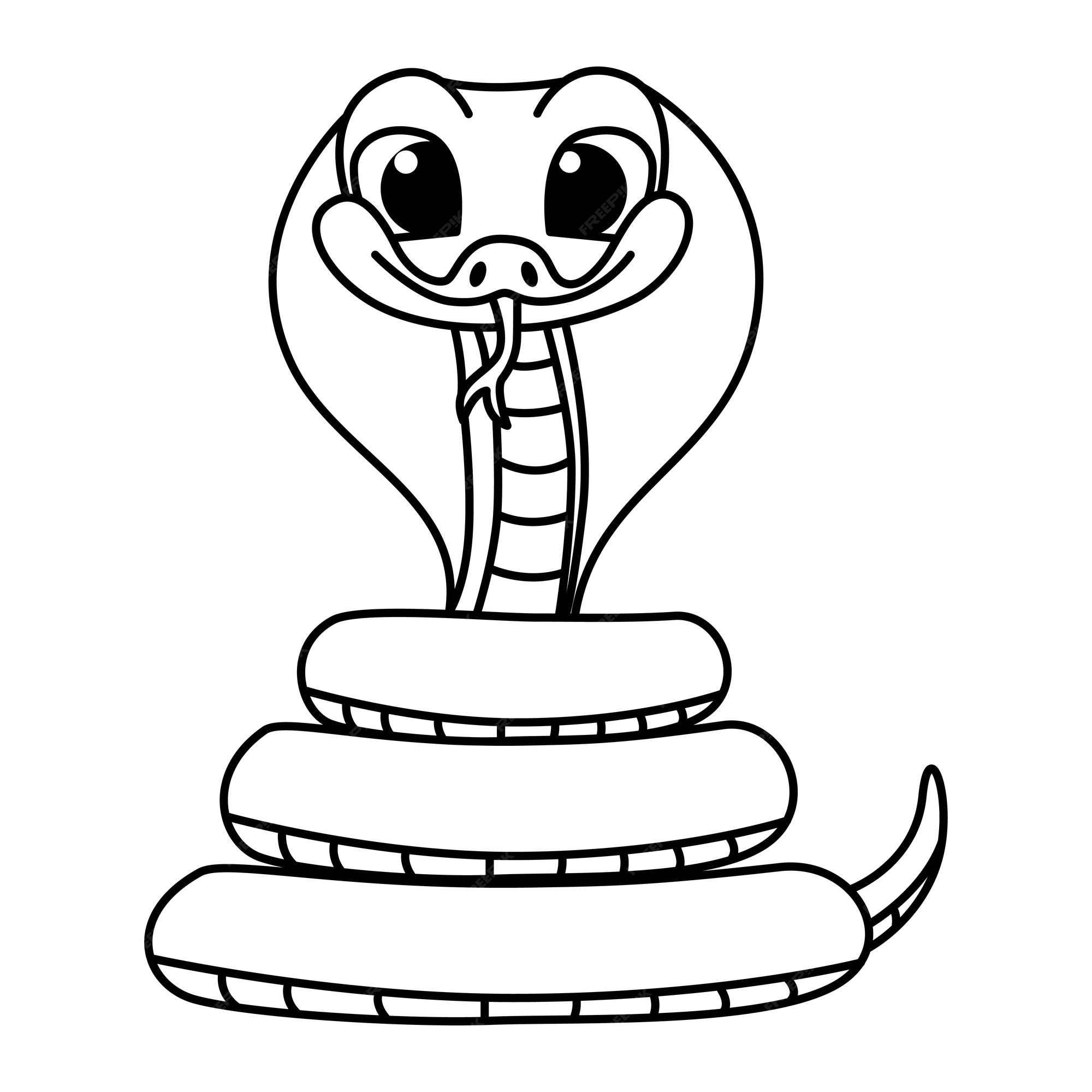 Premium vector cute cobra snake cartoon coloring page illustration vector for kids coloring book