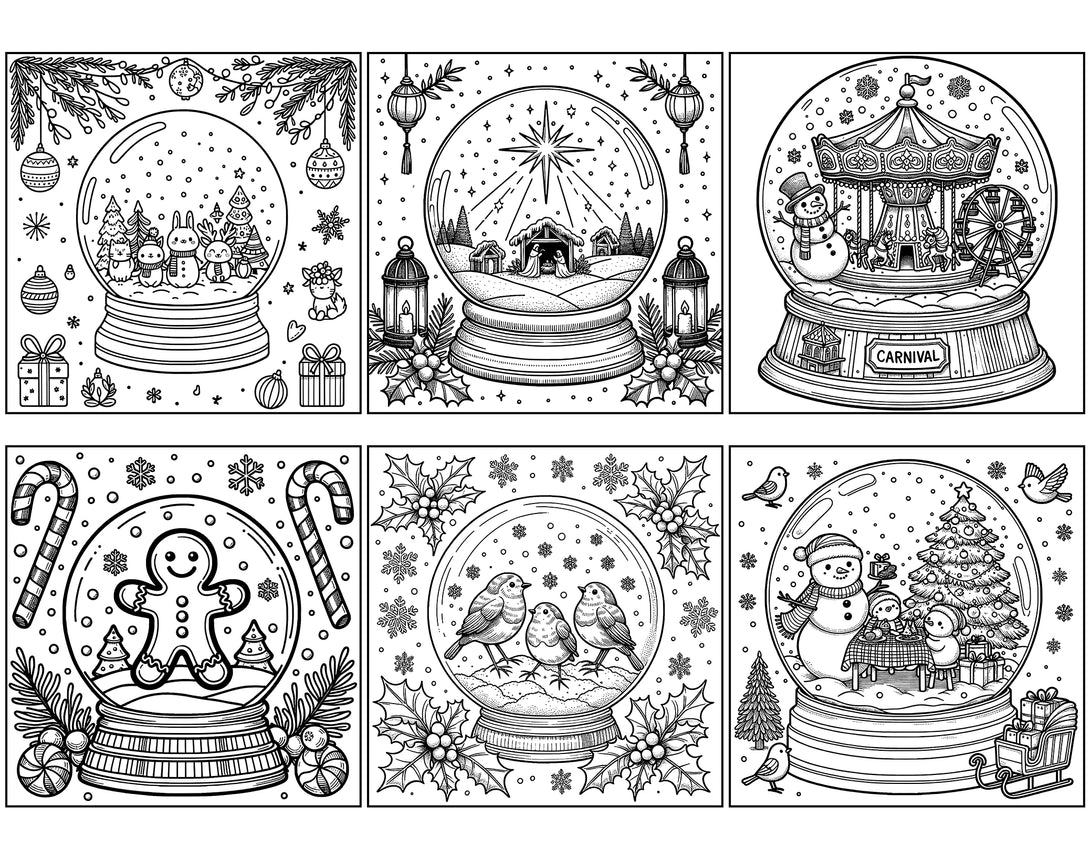 Snow globe christmas coloring pages