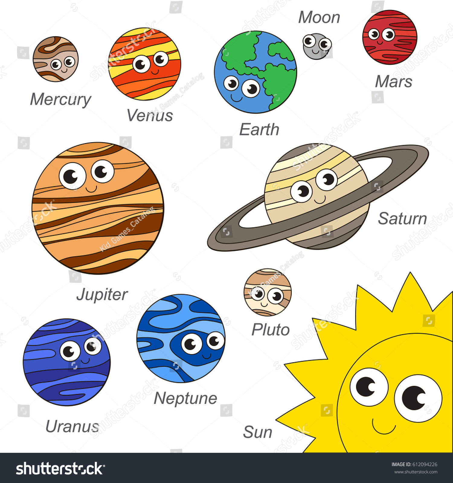 Cute solar system planet elements set stock vector royalty free