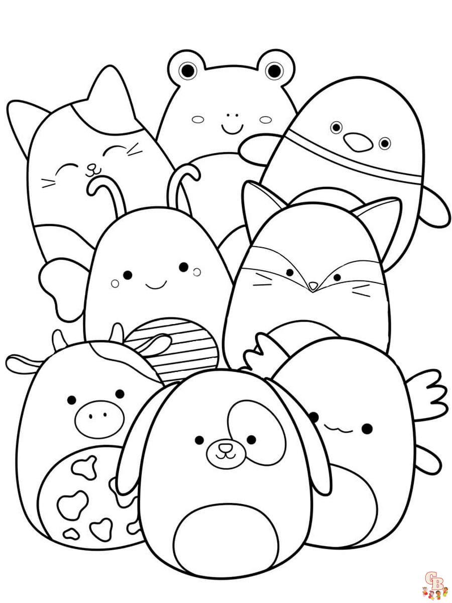 Squishmallows coloring pages for kids free printable sheets