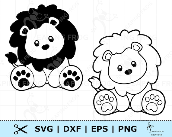 Cute lion svg lion coloring page lion png cricut cut files silhouette dxf pdf lion outline svg lion stencil svg lion clipart