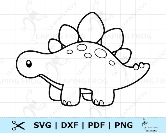 Cute baby dinosaur svg png dxf eps stegosaurus digital download cricut silhouette cut files outline stencil coloring page