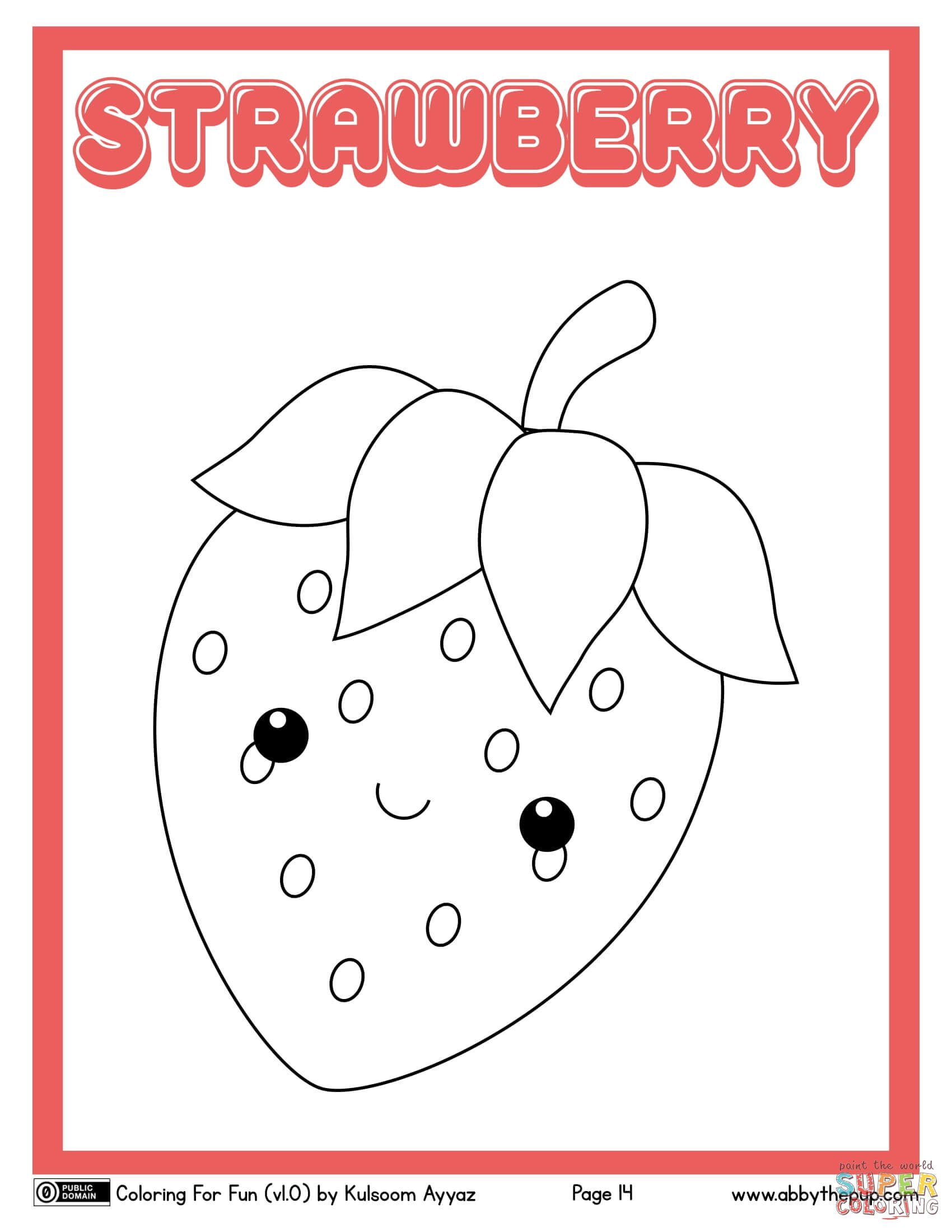 Cute strawberry coloring page free printable coloring pages