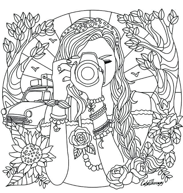 Free color page summer journey camera journaling detailed coloring pages coloring pages for teenagers cute coloring pages