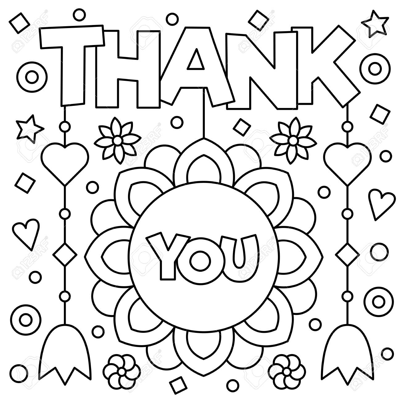 Thank you coloring page black and white vector illustration stock photo picture and royalty free image image