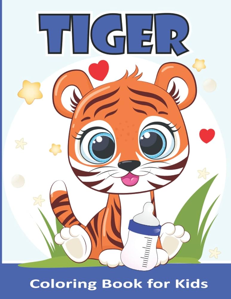 Tiger coloring book for kids cute tiger coloring pages for girls and boys big and simple baby tiger illustrations ready to color colors rd books