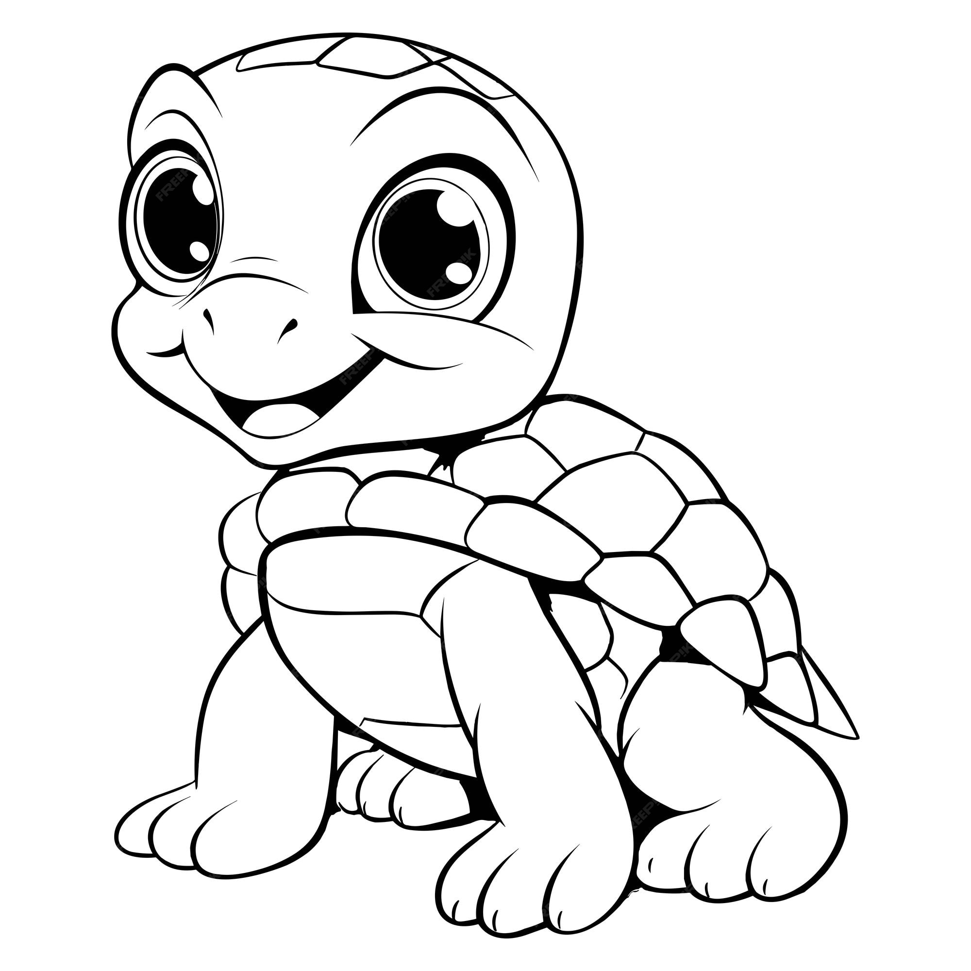 Premium vector cute turtle pet coloring pages