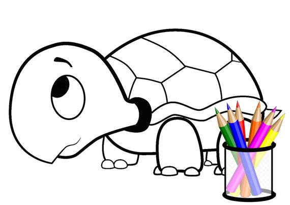 Cute turtle coloring page instant download