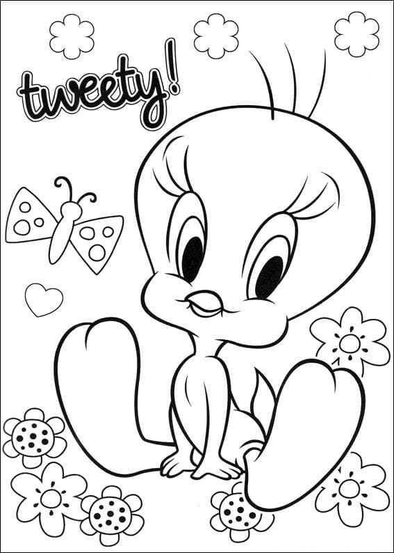 Printable cute tweety bird coloring page