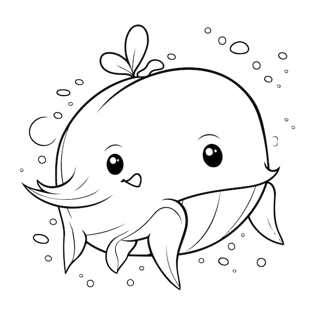 Premium vector coloring page outline of a cute whale vector illustration