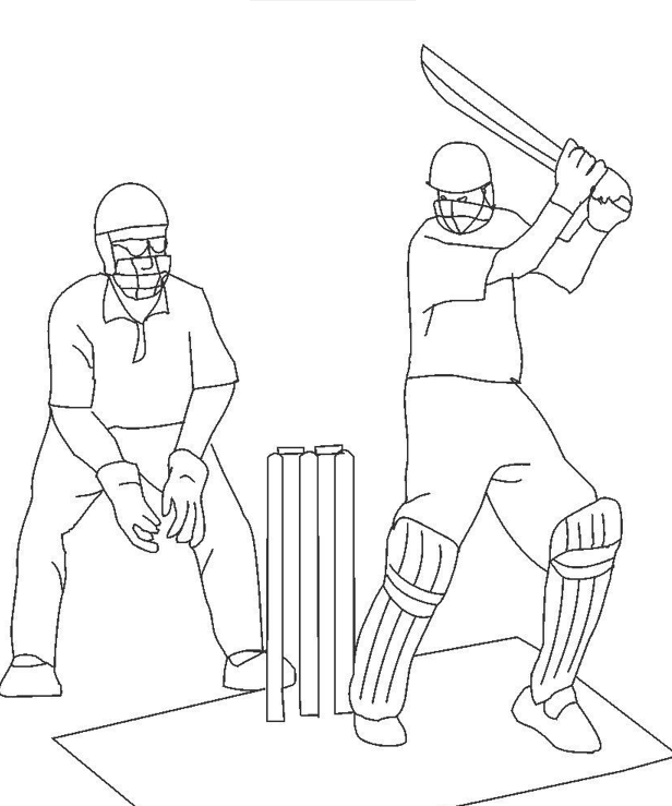Coloring pages cricket match coloring picture