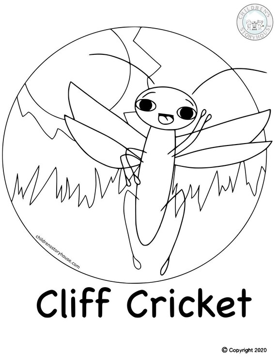 Printable instant download cliff cricket coloring page fly my