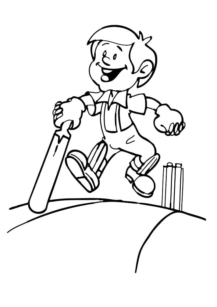 Cute cricket player coloring page