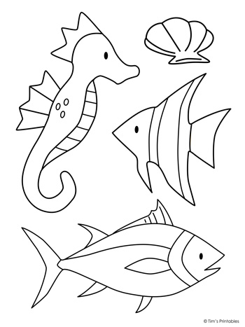 Sea life cut and paste activity coloring pages â tims printables