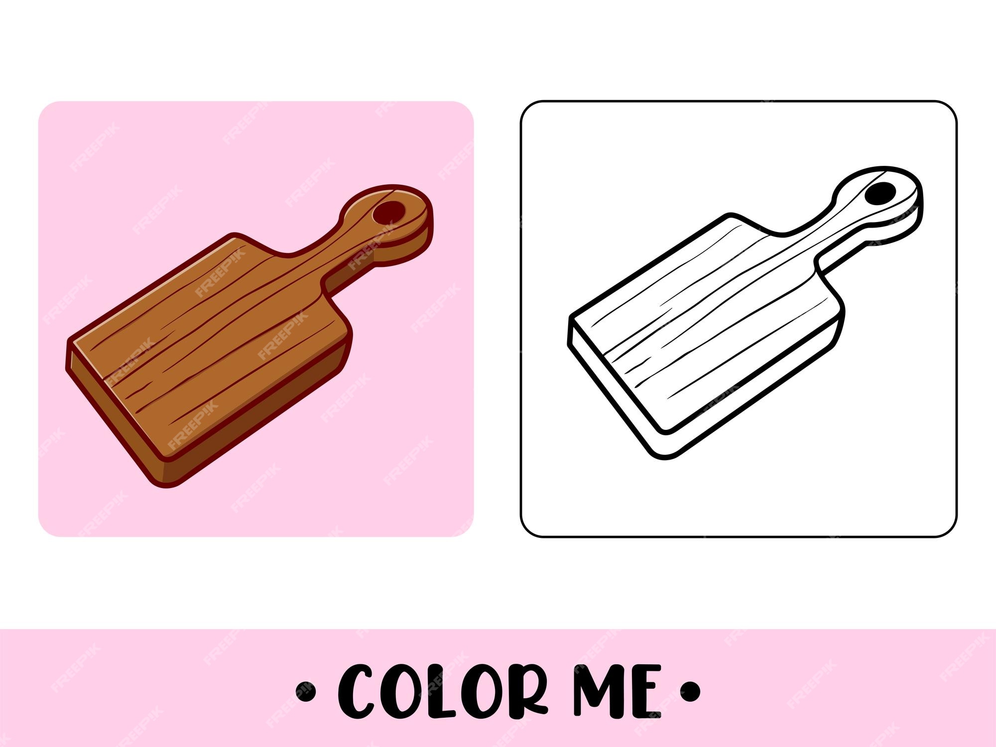Premium vector vector coloring book or page for kids cutting board black and white illustration